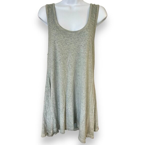 Akemi + Kin Sage Green Linen Blend Long Tank Tunic - Picture 1 of 7